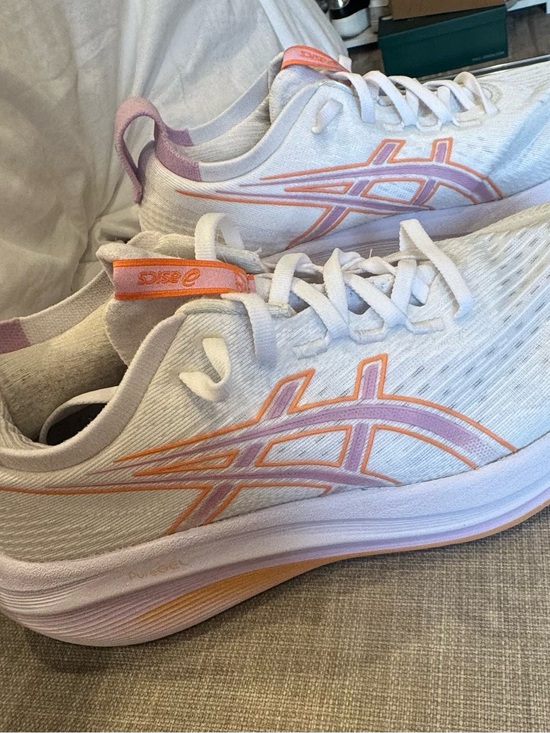 Asics Shoes - ASICS Women's White Running Shoes with Peach & Light Purple Accents